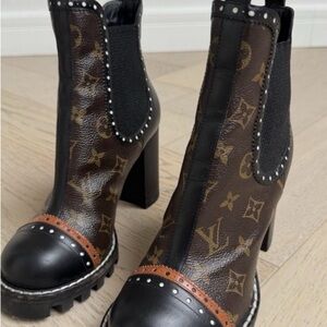 Louis Vuitton Black and Brown Heeled Boots